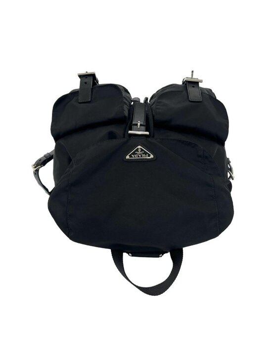 Prada Triangle Logo Tessuto Nylon Leather Backpack Black main image 5